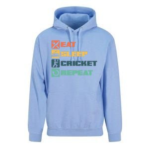 Eat Sleep Cricket Repeat Cricketer Bat Ball Game Bowle Unisex Surf Hoodie