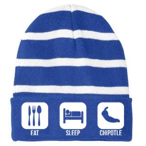 Eat Sleep Chipotle Gift For Chipotle Lover Striped Beanie with Solid Band