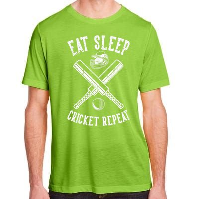 Eat Sleep Cricket Repea Cricketer Batsman Batting Bowling Adult ChromaSoft Performance T-Shirt