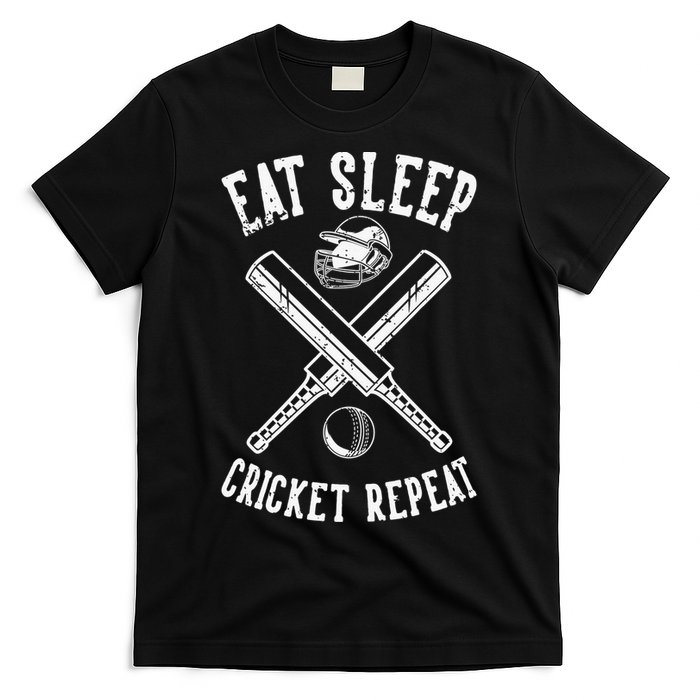 Eat Sleep Cricket Repea Cricketer Batsman Batting Bowling T-Shirt