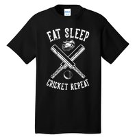 Eat Sleep Cricket Repea Cricketer Batsman Batting Bowling Tall T-Shirt