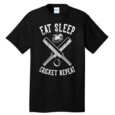 Eat Sleep Cricket Repea Cricketer Batsman Batting Bowling Tall T-Shirt