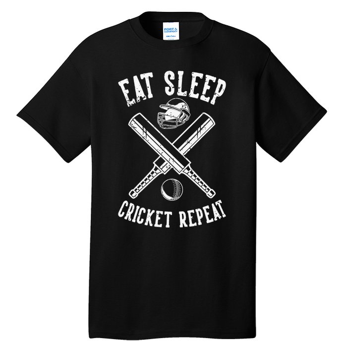 Eat Sleep Cricket Repea Cricketer Batsman Batting Bowling Tall T-Shirt