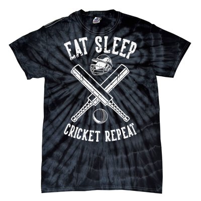 Eat Sleep Cricket Repea Cricketer Batsman Batting Bowling Tie-Dye T-Shirt