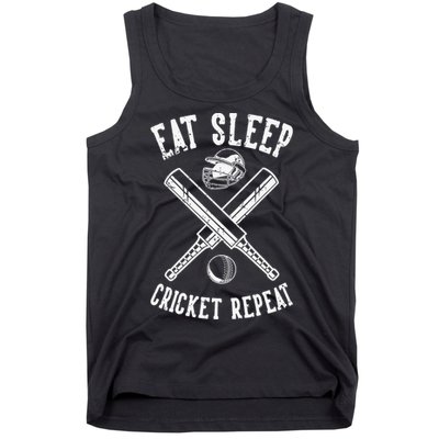 Eat Sleep Cricket Repea Cricketer Batsman Batting Bowling Tank Top