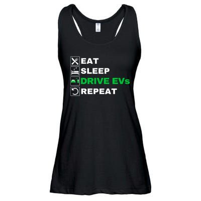 Eat Sleep Drive EVs, Drive Electric, Funny Electric Vehicle Ladies Essential Flowy Tank