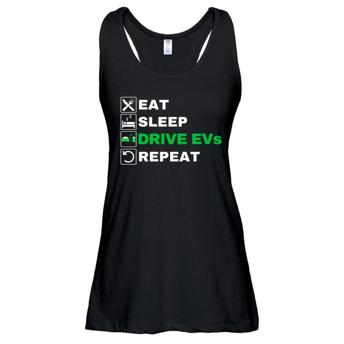 Eat Sleep Drive EVs, Drive Electric, Funny Electric Vehicle Ladies Essential Flowy Tank