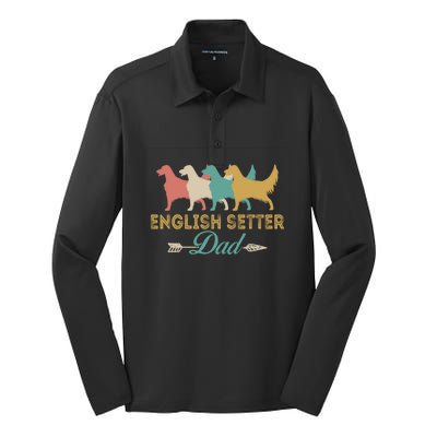 English Setter Dog Retro English Setter Lover Dad Grandpa Meaningful Gift Silk Touch Performance Long Sleeve Polo