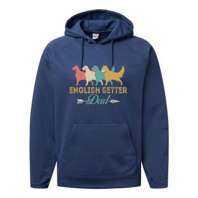 English Setter Dog Retro English Setter Lover Dad Grandpa Meaningful Gift Performance Fleece Hoodie