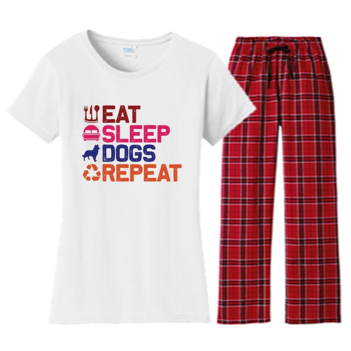 Eat Sleep Dogs Repeat Women's Flannel Pajama Set