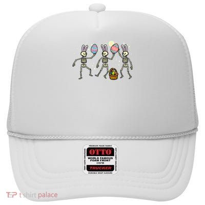 Easter Skeletons Dancing Eggs Funny Bones High Crown Mesh Back Trucker Hat