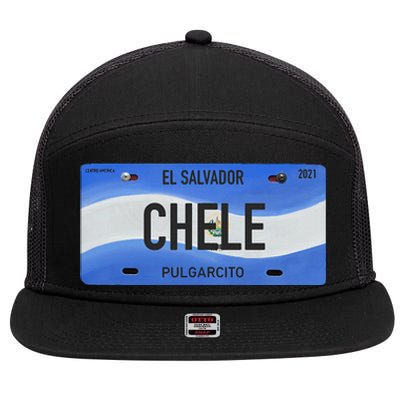 El Salvador Design With Typical Phrases Chele 7 Panel Mesh Trucker Snapback Hat