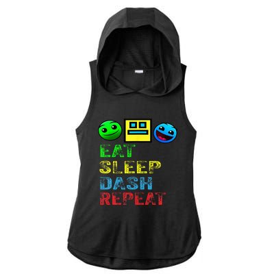 Eat Sleep Dash Repeat Video Game Geometry Ladies PosiCharge Tri-Blend Wicking Draft Hoodie Tank