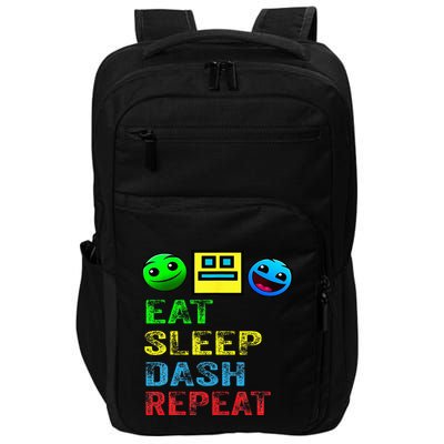 Eat Sleep Dash Repeat Video Game Geometry Impact Tech Backpack