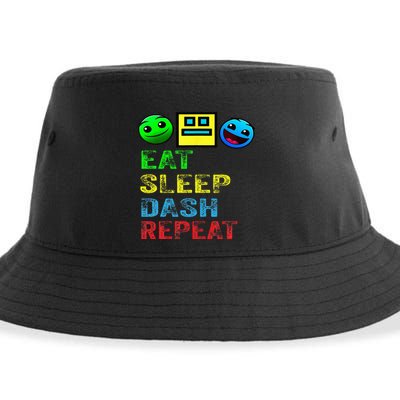 Eat Sleep Dash Repeat Video Game Geometry Sustainable Bucket Hat