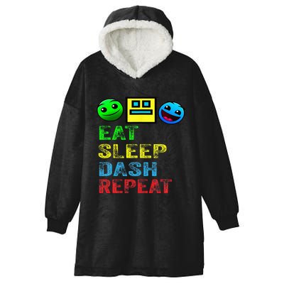 Eat Sleep Dash Repeat Video Game Geometry Hooded Wearable Blanket