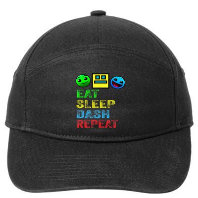 Eat Sleep Dash Repeat Video Game Geometry 7-Panel Snapback Hat