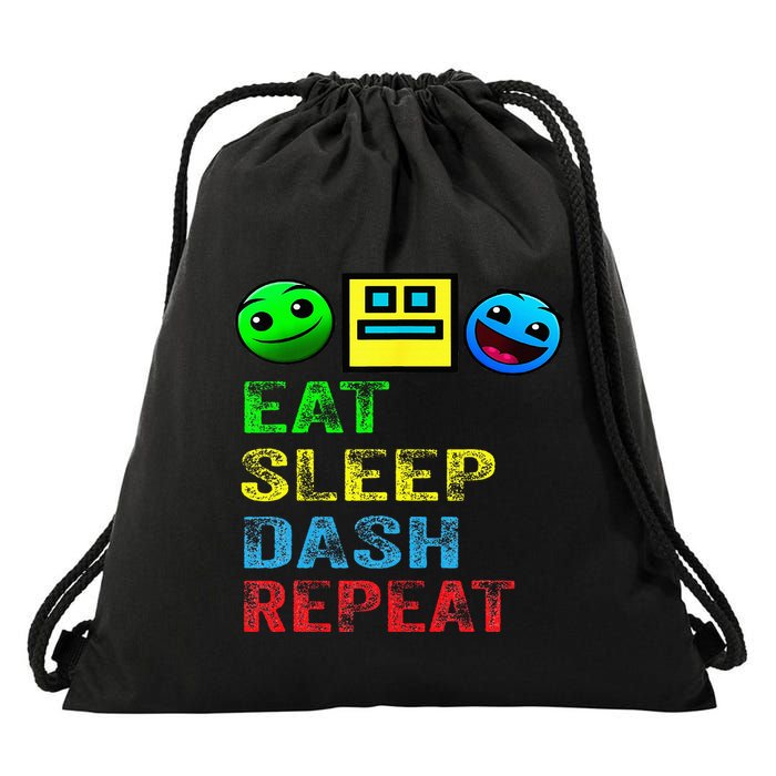 Eat Sleep Dash Repeat Video Game Geometry Drawstring Bag
