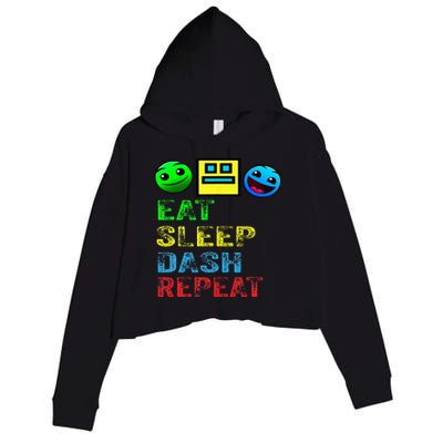 Eat Sleep Dash Repeat Video Game Geometry Crop Fleece Hoodie