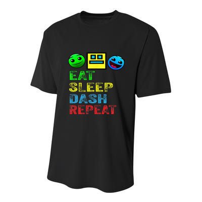 Eat Sleep Dash Repeat Video Game Geometry Youth Performance Sprint T-Shirt
