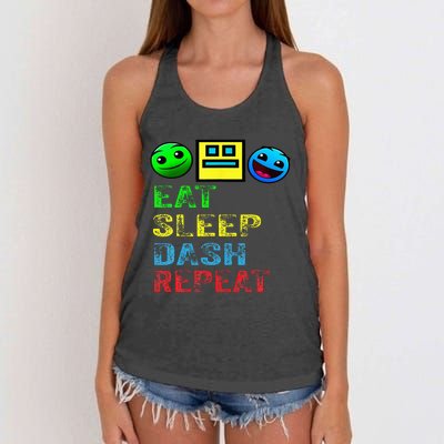 Eat Sleep Dash Repeat Video Game Geometry Women's Knotted Racerback Tank