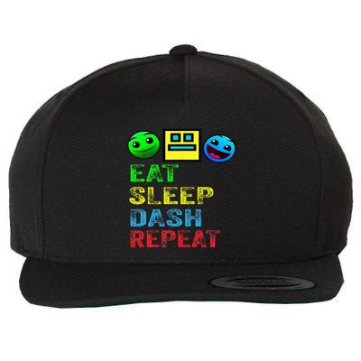 Eat Sleep Dash Repeat Video Game Geometry Wool Snapback Cap