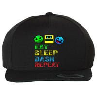 Eat Sleep Dash Repeat Video Game Geometry Wool Snapback Cap