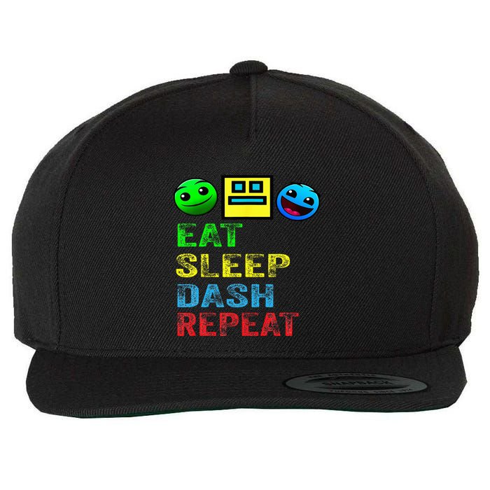 Eat Sleep Dash Repeat Video Game Geometry Wool Snapback Cap