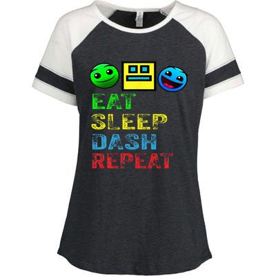 Eat Sleep Dash Repeat Video Game Geometry Enza Ladies Jersey Colorblock Tee