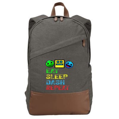 Eat Sleep Dash Repeat Video Game Geometry Cotton Canvas Backpack