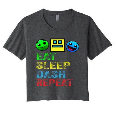 Eat Sleep Dash Repeat Video Game Geometry Women's Crop Top Tee