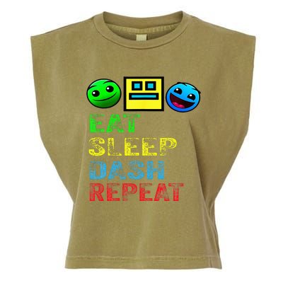 Eat Sleep Dash Repeat Video Game Geometry Garment-Dyed Women's Muscle Tee