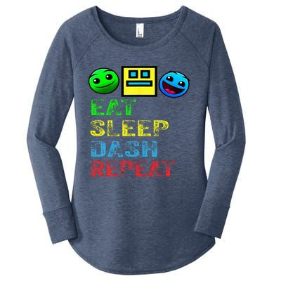 Eat Sleep Dash Repeat Video Game Geometry Women's Perfect Tri Tunic Long Sleeve Shirt