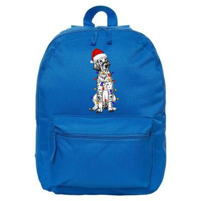 English Setter Dog Christmas Wearing Hat Santa Lights 16 in Basic Backpack