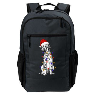 English Setter Dog Christmas Wearing Hat Santa Lights Daily Commute Backpack