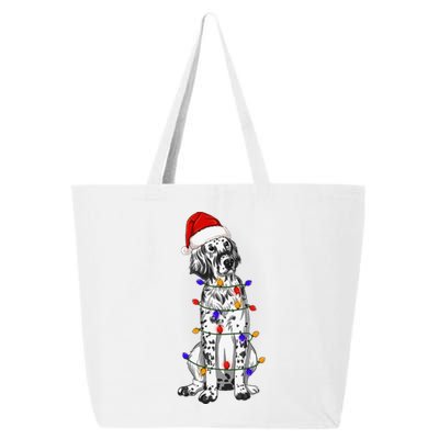 English Setter Dog Christmas Wearing Hat Santa Lights 25L Jumbo Tote