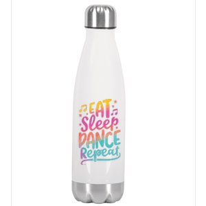 Eat Sleep Dance Repeat Dancing Boy Girl Funny Dancer Gift Stainless Steel Insulated Water Bottle