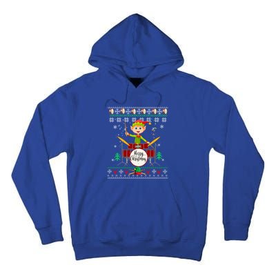 Elf Squad Drummer Ugly Christmas Drums Great Gift Drummer Musical Gift Tall Hoodie