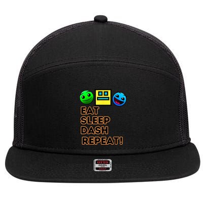 Eat Sleep Dash Repeat Video Game Geometry Video Gamer 7 Panel Mesh Trucker Snapback Hat