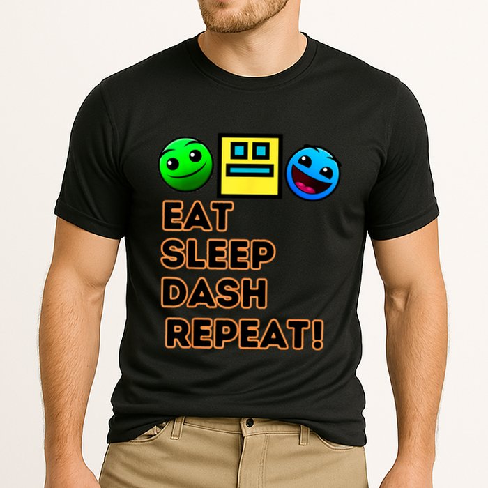 Eat Sleep Dash Repeat Video Game Geometry Video Gamer Performance Shirt