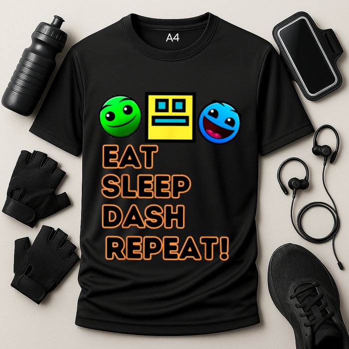 Eat Sleep Dash Repeat Video Game Geometry Video Gamer Performance Shirt