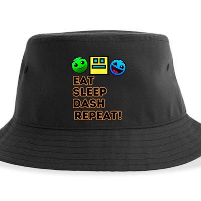 Eat Sleep Dash Repeat Video Game Geometry Video Gamer Sustainable Bucket Hat