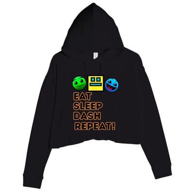 Eat Sleep Dash Repeat Video Game Geometry Video Gamer Crop Fleece Hoodie