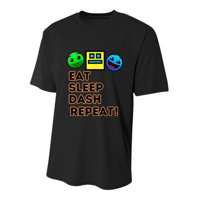 Eat Sleep Dash Repeat Video Game Geometry Video Gamer Youth Performance Sprint T-Shirt