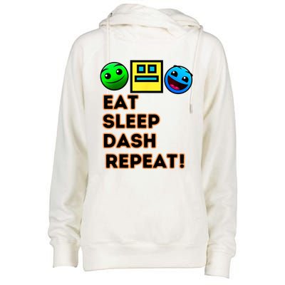 Eat Sleep Dash Repeat Video Game Geometry Video Gamer Womens Funnel Neck Pullover Hood