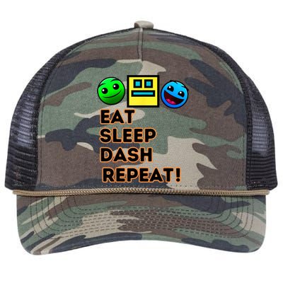 Eat Sleep Dash Repeat Video Game Geometry Video Gamer Retro Rope Trucker Hat Cap