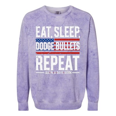 Eat Sleep Dodge Bullets Repeat Military Police Soldier Colorblast Crewneck Sweatshirt