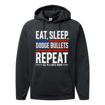 Eat Sleep Dodge Bullets Repeat Military Police Soldier Performance Fleece Hoodie