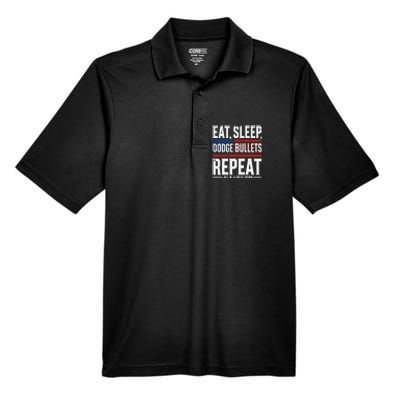 Eat Sleep Dodge Bullets Repeat Military Police Soldier Men's Origin Performance Pique Polo