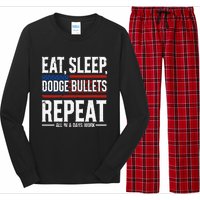 Eat Sleep Dodge Bullets Repeat Military Police Soldier Long Sleeve Pajama Set